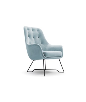 Fotel EZO na stalowych nogach z oparciem i podłokietnikami w tkaninie Monolith 70