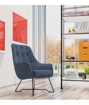 Fotel EZO na stalowych nogach z oparciem i podłokietnikami w tkaninie Monolith 77