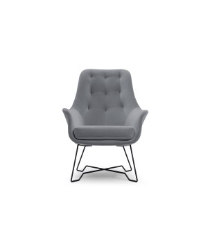 Fotel EZO na stalowych nogach z oparciem i podłokietnikami w tkaninie Monolith 85