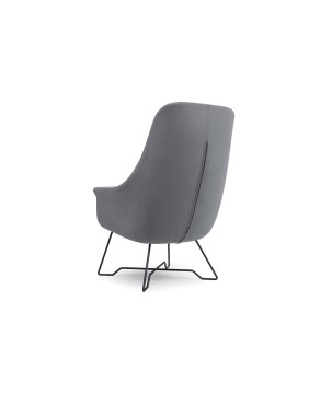 Fotel EZO na stalowych nogach z oparciem i podłokietnikami w tkaninie Monolith 85