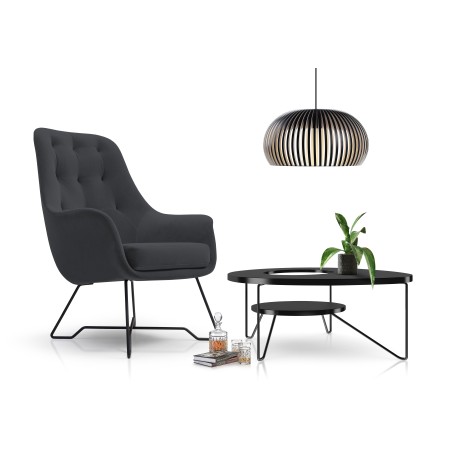 Fotel EZO na stalowych nogach z oparciem i podłokietnikami w tkaninie Monolith 97