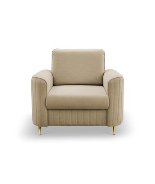 Fotel LAREN na stalowych nogach z oparciem i podłokietnikami w tkaninie CASTEL 15