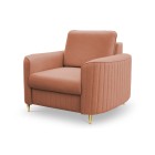 Fotel LAREN na stalowych nogach z oparciem i podłokietnikami w tkaninie CASTEL 55