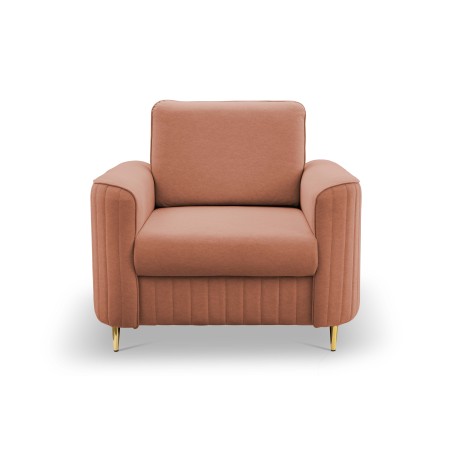 Fotel LAREN na stalowych nogach z oparciem i podłokietnikami w tkaninie CASTEL 55