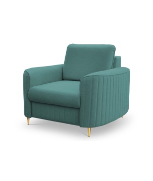 Fotel LAREN na stalowych nogach z oparciem i podłokietnikami w tkaninie CASTEL 70