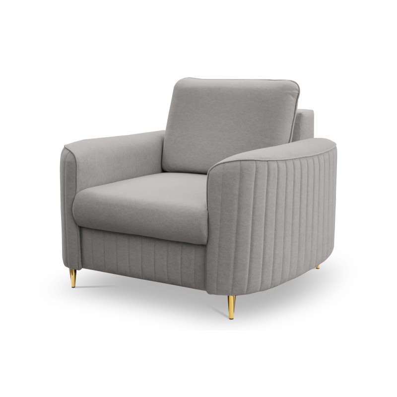 Fotel LAREN na stalowych nogach z oparciem i podłokietnikami w tkaninie CASTEL 80