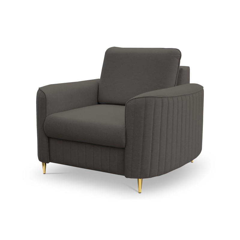 Fotel LAREN na stalowych nogach z oparciem i podłokietnikami w tkaninie CASTEL 93