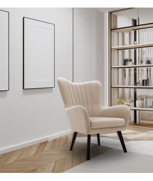 Fotel TED z wysokim oparciem i siedziskiem w tkaninie VELLUTO 02