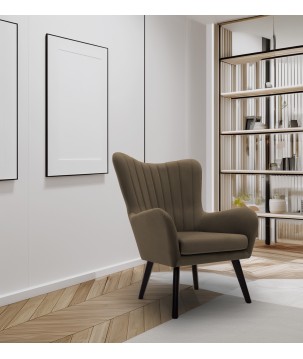 Fotel TED z wysokim oparciem i siedziskiem w tkaninie VELLUTO 31