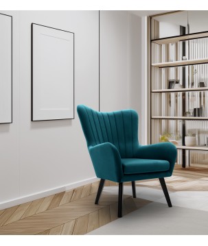 Fotel TED z wysokim oparciem i siedziskiem w tkaninie VELLUTO 36