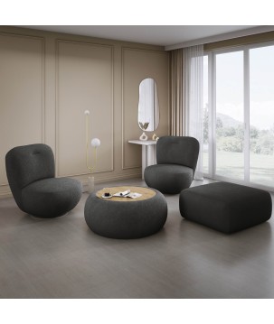 Fotel LUIS obrotowy 360° na płaskiej podstawie w tkaninie ANTHOLOGY 18