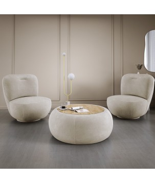 Fotel LUIS obrotowy 360° na płaskiej podstawie w tkaninie CLOUD 03