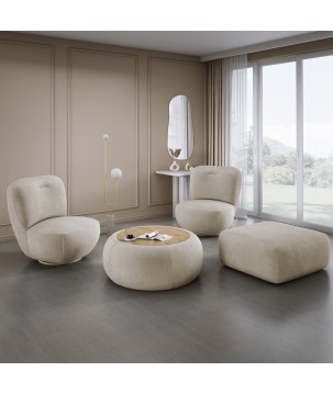 Fotel LUIS obrotowy 360° na płaskiej podstawie w tkaninie CLOUD 03