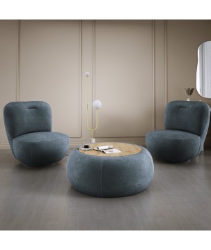 Fotel LUIS obrotowy 360° na płaskiej podstawie w tkaninie CLOUD 84