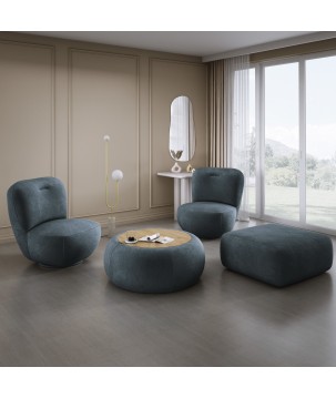 Fotel LUIS obrotowy 360° na płaskiej podstawie w tkaninie CLOUD 84