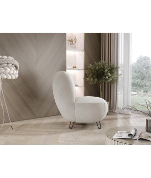 Fotel LUIS skandynawski wolnostojący na metalowych nogach w tkaninie CLOUD 03