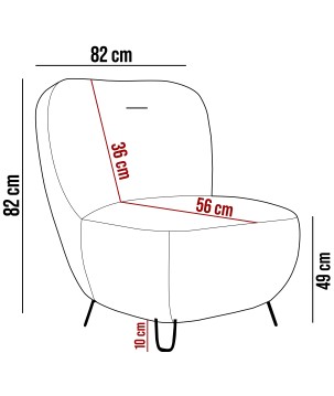 Fotel LUIS skandynawski wolnostojący na metalowych nogach w tkaninie CLOUD 84