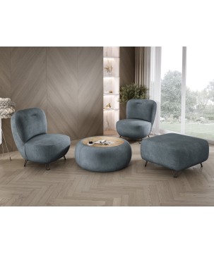 Fotel LUIS skandynawski wolnostojący na metalowych nogach w tkaninie CLOUD 84