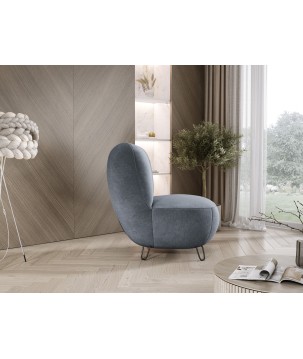 Fotel LUIS skandynawski wolnostojący na metalowych nogach w tkaninie CLOUD 97