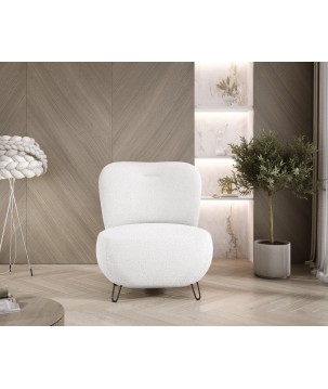 Fotel LUIS skandynawski wolnostojący na metalowych nogach w tkaninie NOW OR NEVER 01