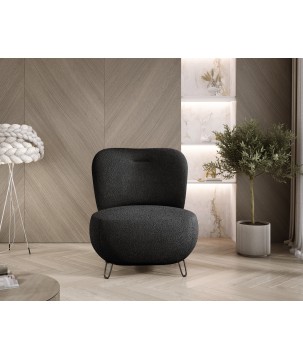 Fotel LUIS skandynawski wolnostojący na metalowych nogach w tkaninie NOW OR NEVER 83