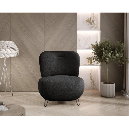 Fotel LUIS skandynawski wolnostojący na metalowych nogach w tkaninie NOW OR NEVER 83