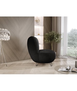 Fotel LUIS skandynawski wolnostojący na metalowych nogach w tkaninie NOW OR NEVER 83