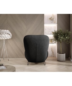 Fotel LUIS skandynawski wolnostojący na metalowych nogach w tkaninie NOW OR NEVER 83