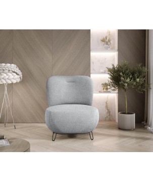 Fotel LUIS skandynawski wolnostojący na metalowych nogach w tkaninie NOW OR NEVER 92