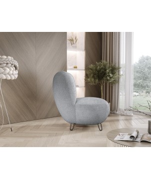 Fotel LUIS skandynawski wolnostojący na metalowych nogach w tkaninie NOW OR NEVER 92