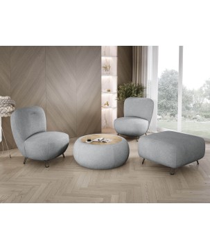 Fotel LUIS skandynawski wolnostojący na metalowych nogach w tkaninie NOW OR NEVER 92