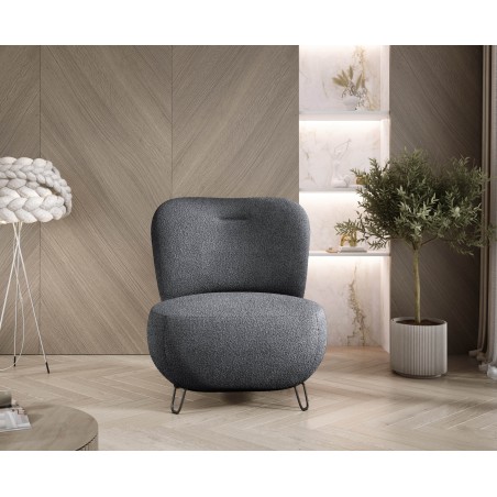 Fotel LUIS skandynawski wolnostojący na metalowych nogach w tkaninie NOW OR NEVER 100