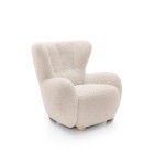 Fotel CIRO z szerokim siedziskiem i drewnianymi nogami w tkaninie ROLF 03