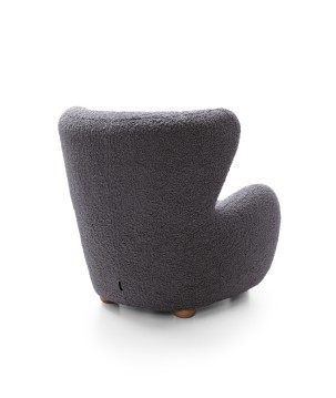 Fotel CIRO z szerokim siedziskiem i drewnianymi nogami w tkaninie ROLF 08