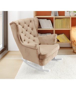Fotel USZAK bujany tapicerowany z podłokietnikami, kolor Beżowy tkanina MAGIC VELVET