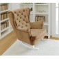 Fotel USZAK bujany tapicerowany z podłokietnikami, kolor Cappucino tkanina MAGIC VELVET