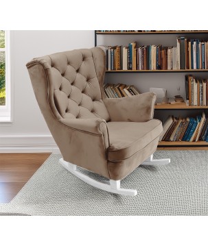 Fotel USZAK bujany tapicerowany z podłokietnikami, kolor Brązowy tkanina MAGIC VELVET