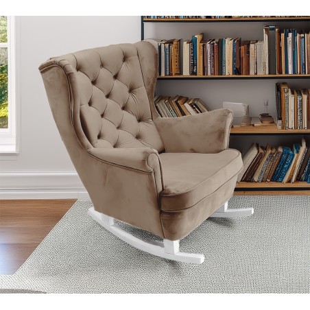 Fotel USZAK bujany tapicerowany z podłokietnikami, kolor Brązowy tkanina MAGIC VELVET