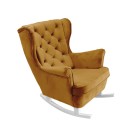 Fotel USZAK bujany tapicerowany z podłokietnikami, kolor Oliwkowy tkanina MAGIC VELVET