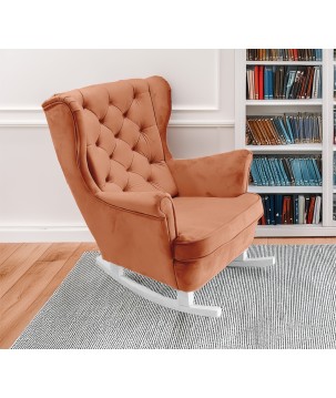 Fotel USZAK bujany tapicerowany z podłokietnikami, kolor Pomarańczowy tkanina MAGIC VELVET