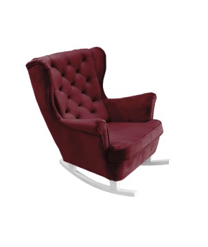 Fotel USZAK bujany tapicerowany z podłokietnikami, kolor Burgundowy tkanina MAGIC VELVET
