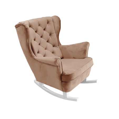 Fotel USZAK bujany tapicerowany z podłokietnikami, kolor Cappucino tkanina MAGIC VELVET