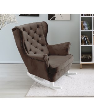 Fotel USZAK bujany tapicerowany z podłokietnikami, kolor Brązowy tkanina MAGIC VELVET