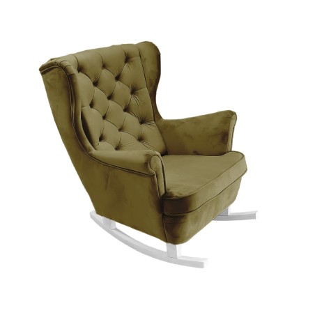 Fotel USZAK bujany tapicerowany z podłokietnikami, kolor Zielony tkanina MAGIC VELVET