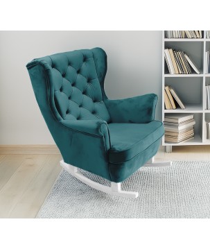 Fotel USZAK bujany tapicerowany z podłokietnikami, kolor Granatowy tkanina MAGIC VELVET