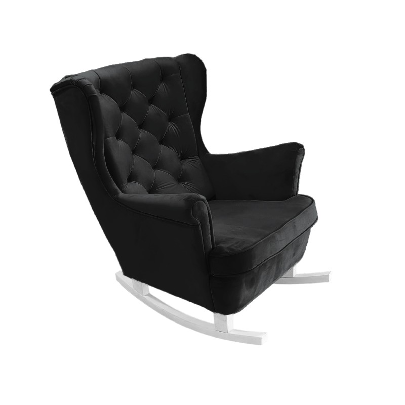 Fotel USZAK bujany tapicerowany z podłokietnikami, kolor Czarny tkanina MAGIC VELVET