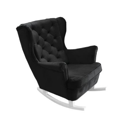 Fotel USZAK bujany tapicerowany z podłokietnikami, kolor Czarny tkanina MAGIC VELVET