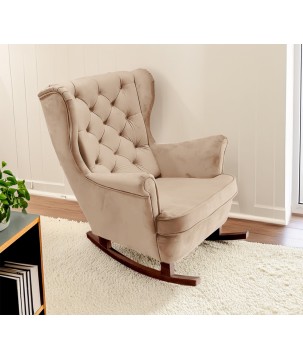 Fotel USZAK bujany tapicerowany z podłokietnikami, kolor Beżowy tkanina MAGIC VELVET