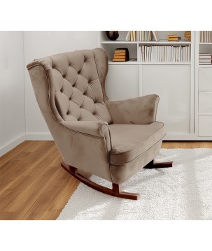 Fotel USZAK bujany tapicerowany z podłokietnikami, kolor Brązowy tkanina MAGIC VELVET