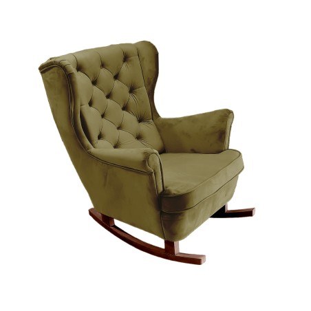 Fotel USZAK bujany tapicerowany z podłokietnikami, kolor Zielony tkanina MAGIC VELVET
